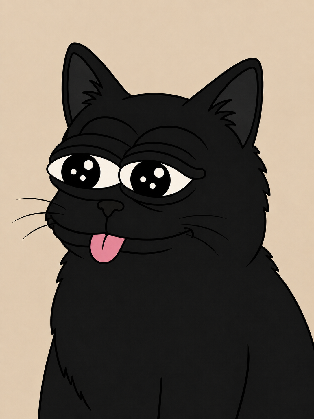 GWIM black cat mascot with tongue out